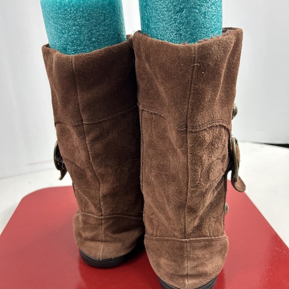 Coach Meyer Mid Winter Boots Womens Size 6.5B Brown Leather  Coach Meyer‎ Mid Winter Boots Womens Size 6.5B Brown Leather Sheepskin Pull on